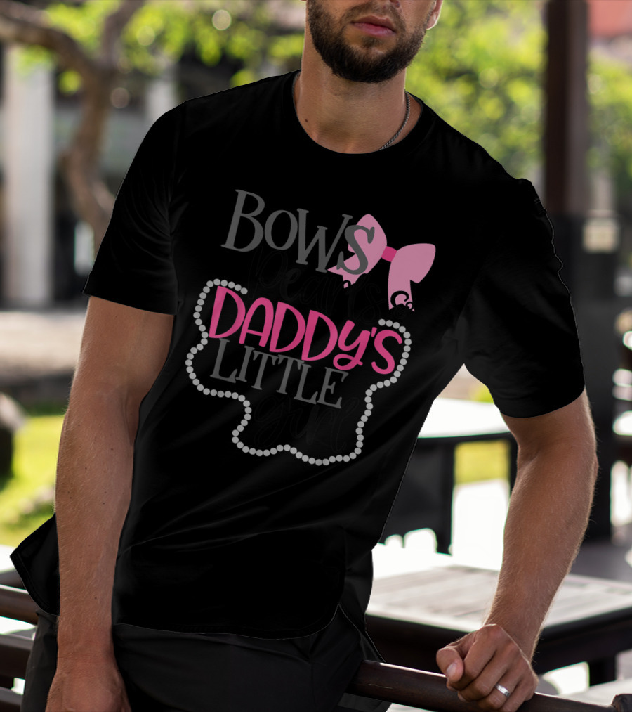 Bows Pearls Daddy's Little Girl With Pink Bow And Pearls T-Shirt