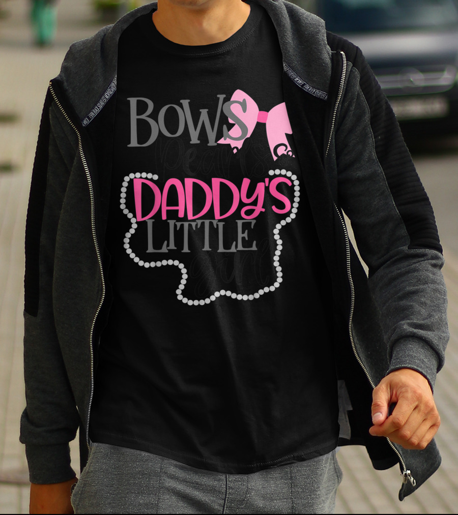 Bows Pearls Daddy's Little Girl With Pink Bow And Pearls T-Shirt
