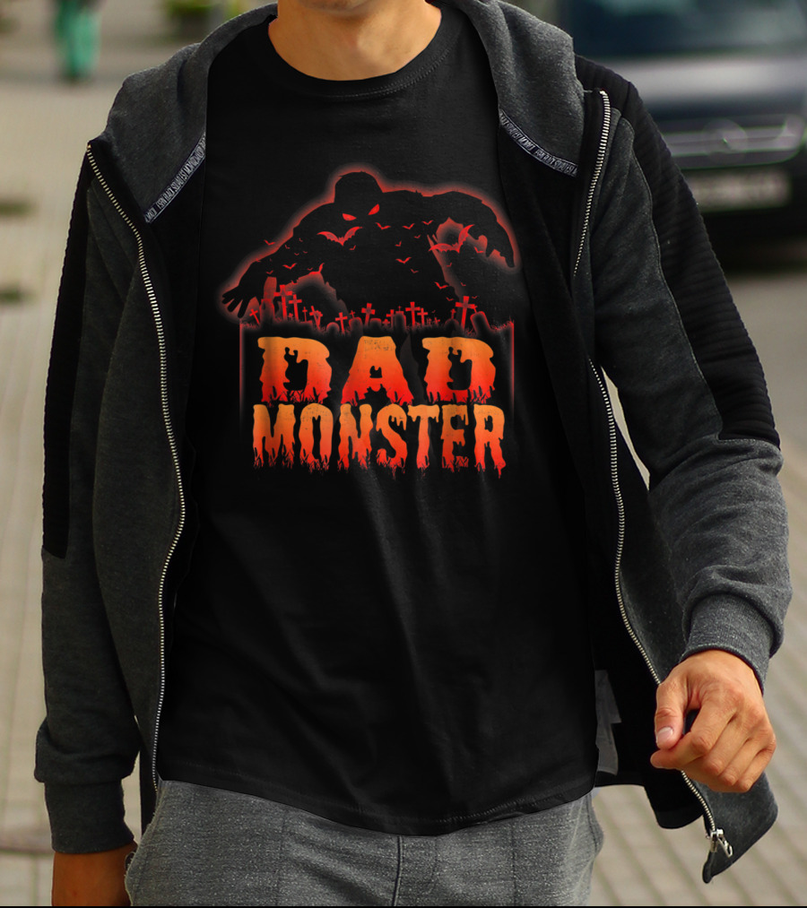 Dad Monster Halloween Graveyard Silhouette Spooky 98 T-Shirt