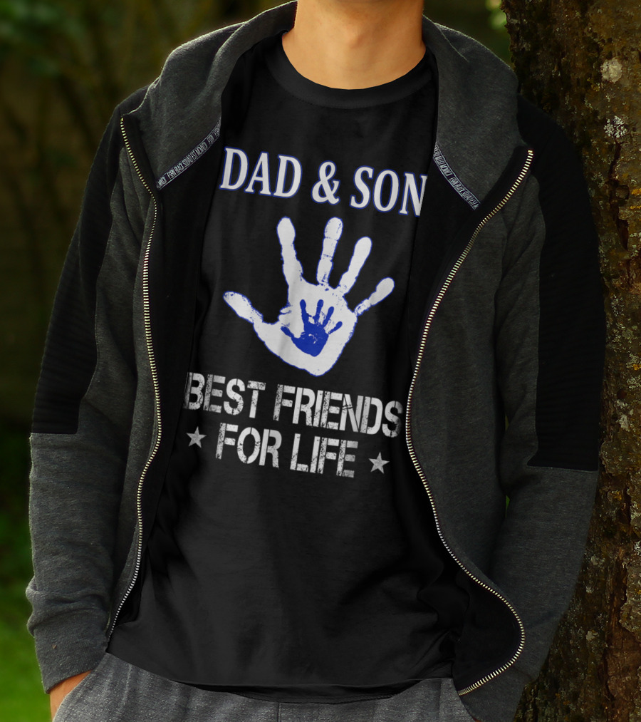 DAD AND SON BEST FRIENDS FOR LIFE Handprint T-Shirt