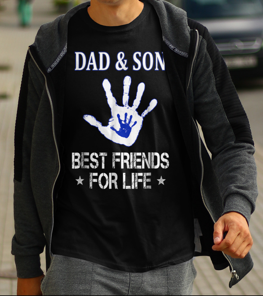 DAD AND SON BEST FRIENDS FOR LIFE Handprint T-Shirt