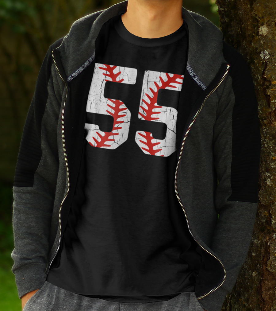 Baseball Player Jersey Number 55 Proud Baseball MOM DAD38 T-Shirt