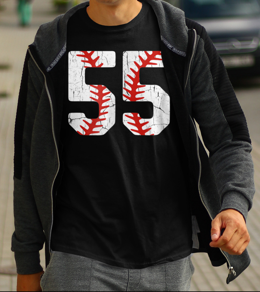 Baseball Player Jersey Number 55 Proud Baseball MOM DAD38 T-Shirt