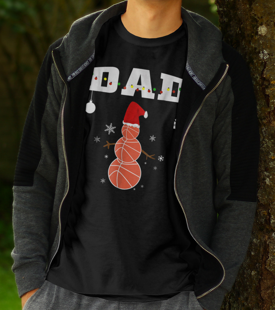 Dad Basketball Snowman Christmas Holiday T-Shirt