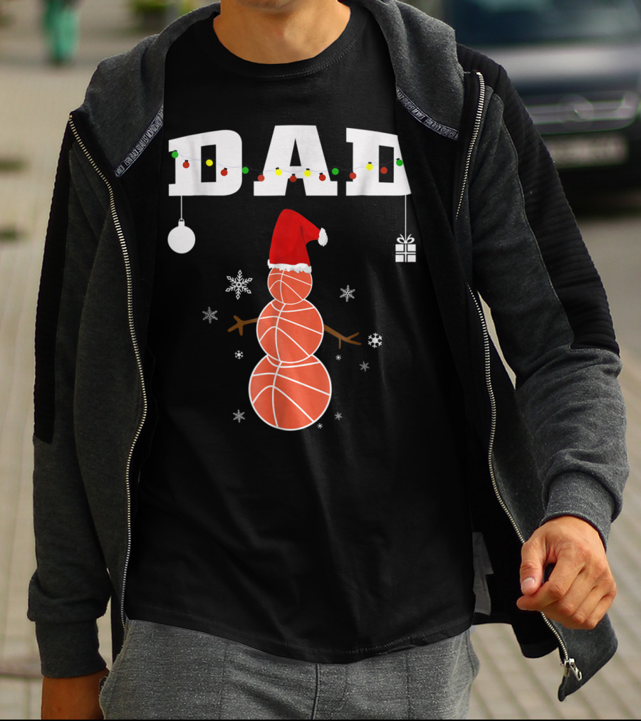 Dad Basketball Snowman Christmas Holiday T-Shirt