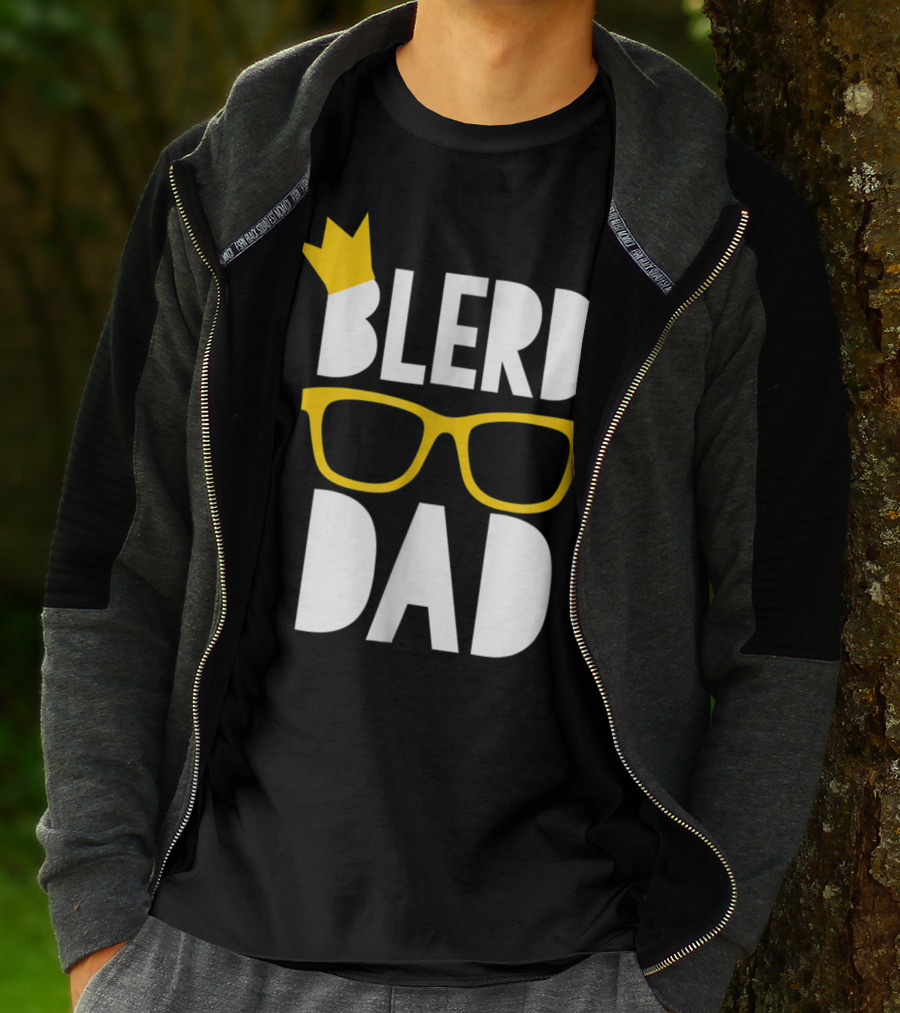 Blerd Dad Yellow Geeky Glasses Crown Black Nerd Dad T-Shirt