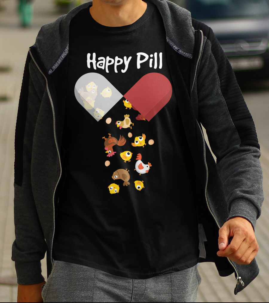 Happy Pill Chickens Capsule Fun T-Shirt