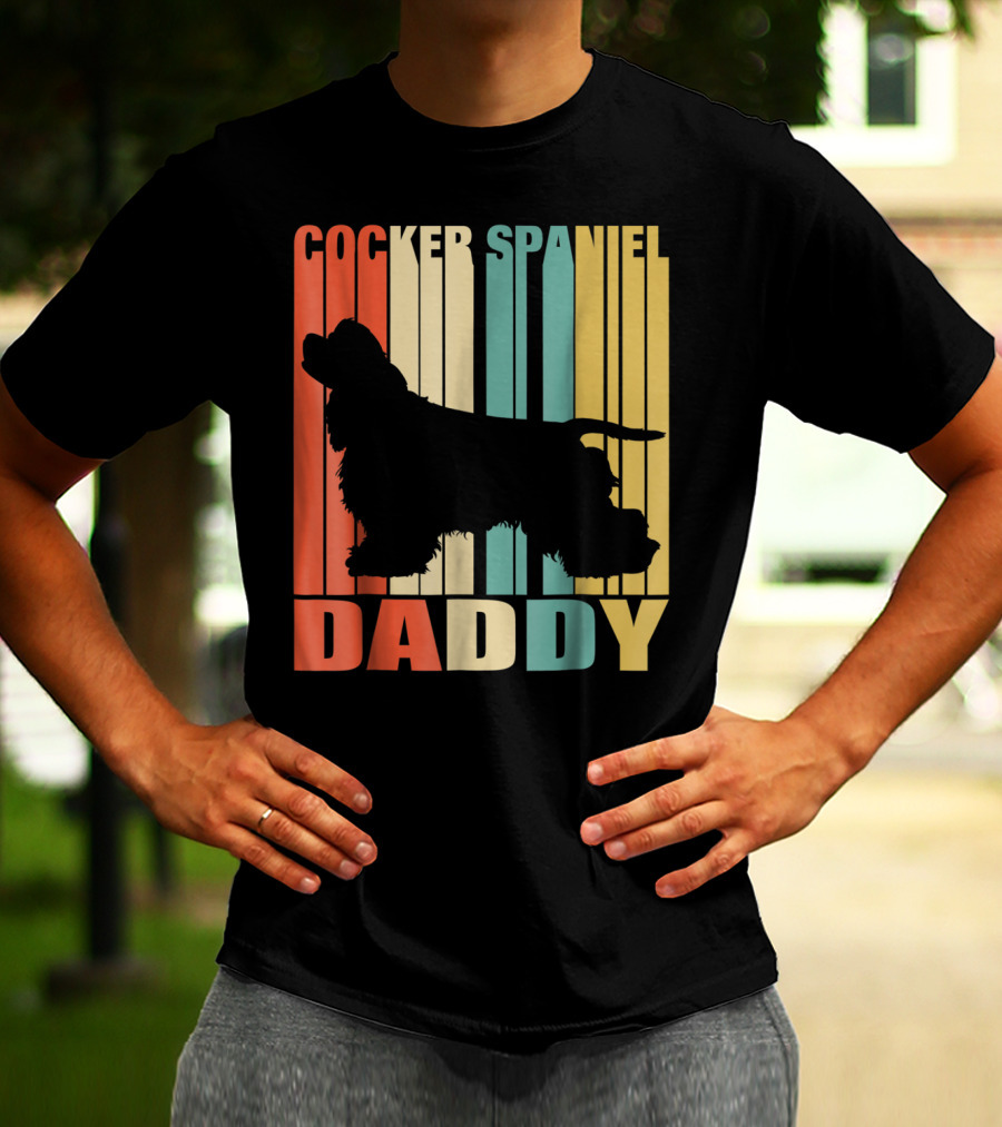 Cocker Spaniel Daddy Vintage Dog42 Love T-Shirt