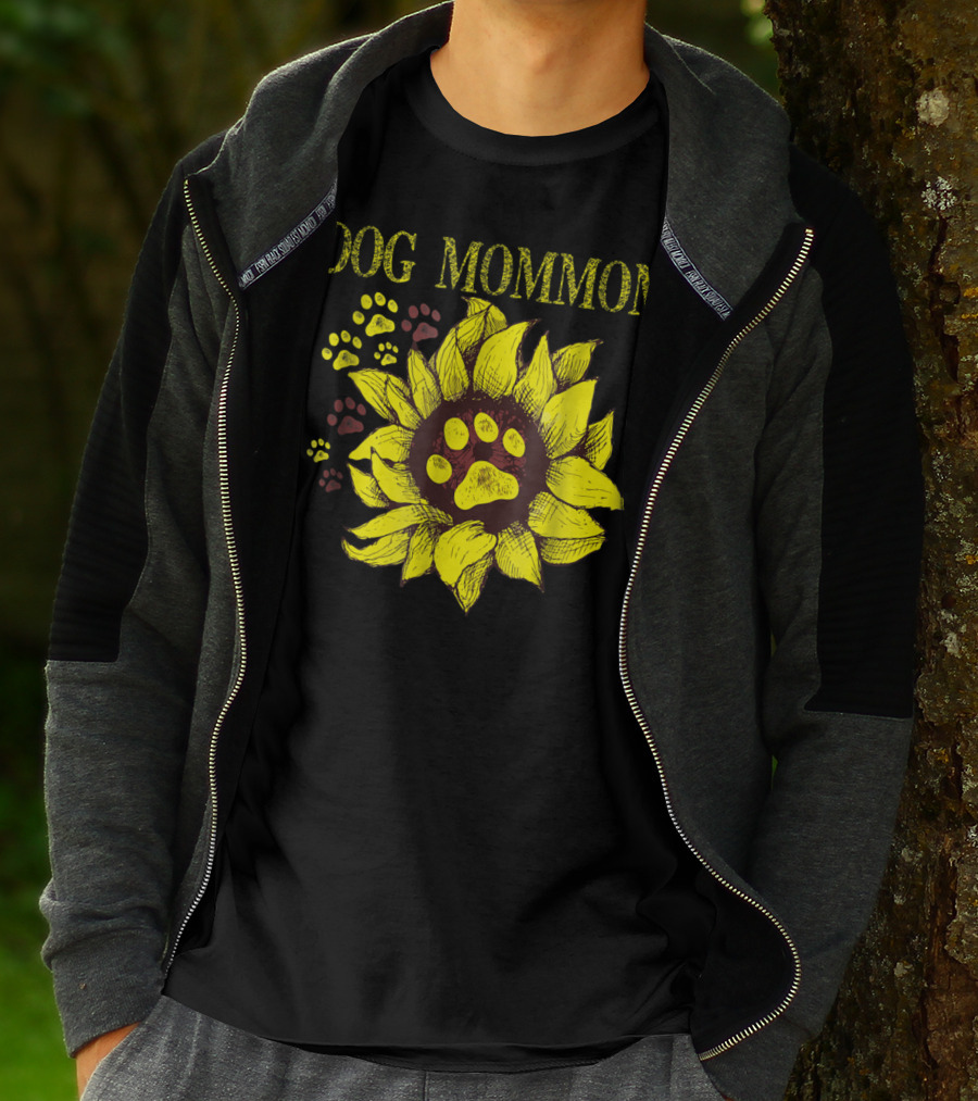 Dog Mommom Sunflower Paw Prints T-Shirt