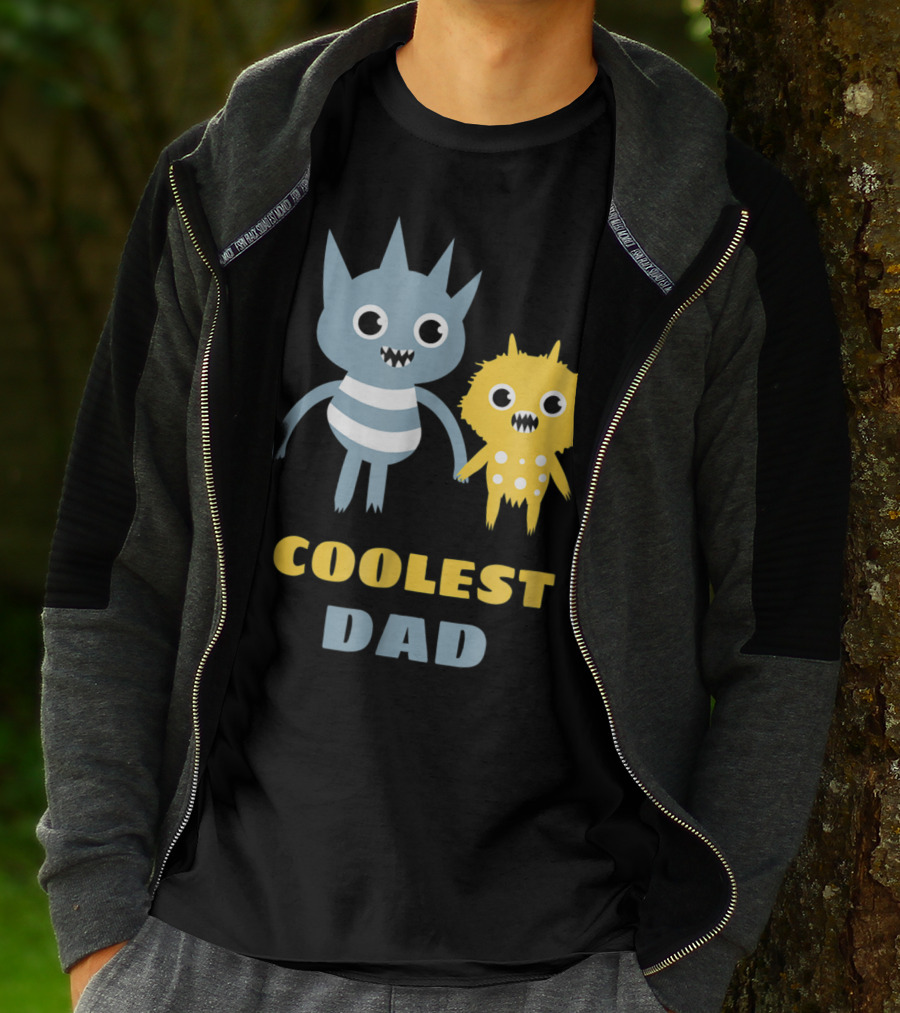 Coolest Dad Funny Monster Creatures Holding Hands T-Shirt