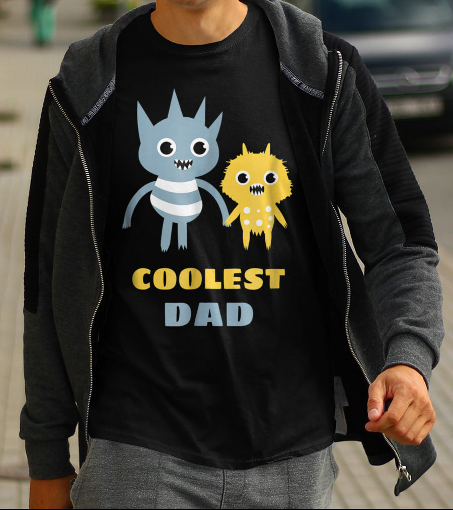 Coolest Dad Funny Monster Creatures Holding Hands T-Shirt