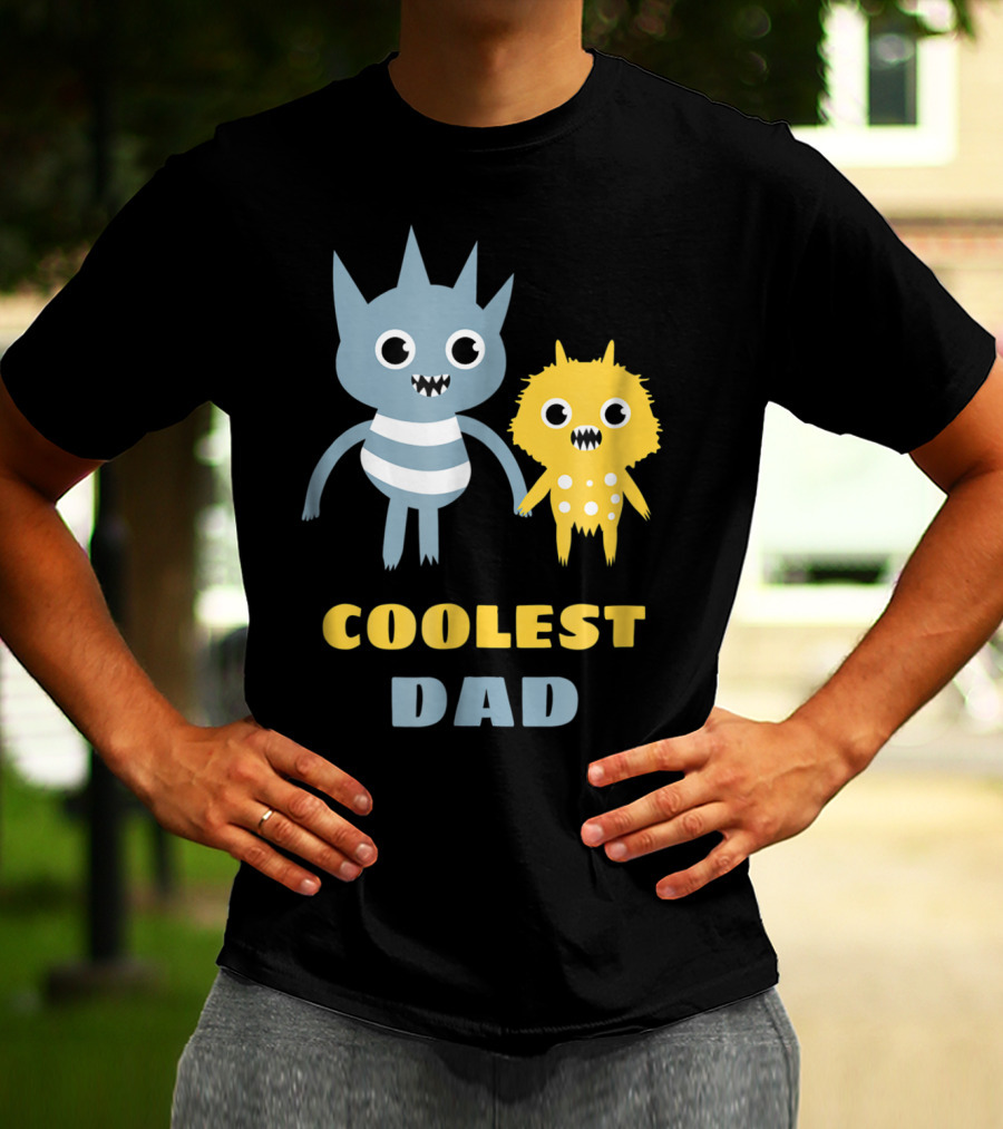Coolest Dad Funny Monster Creatures Holding Hands T-Shirt