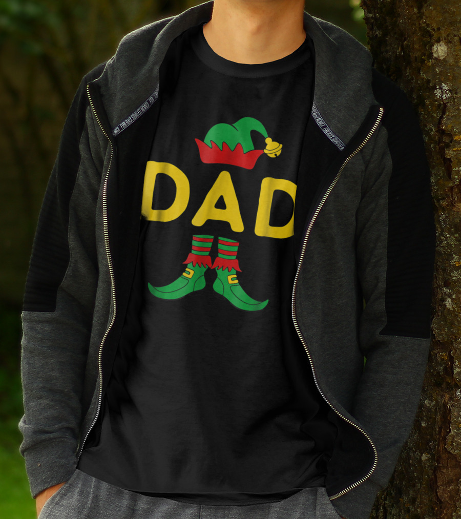 Dad Elf Christmas Hat And Shoes T-Shirt