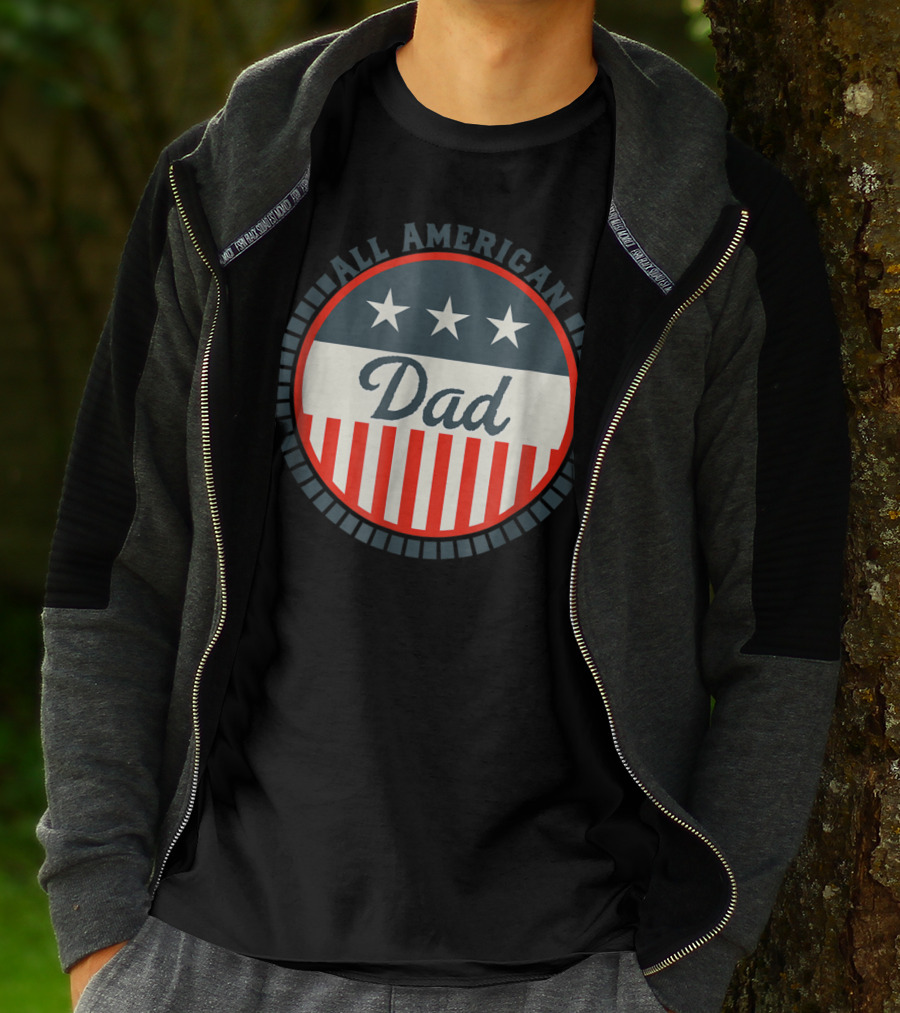 All American Dad USA Flag Stars And Stripes Patriotic T-Shirt