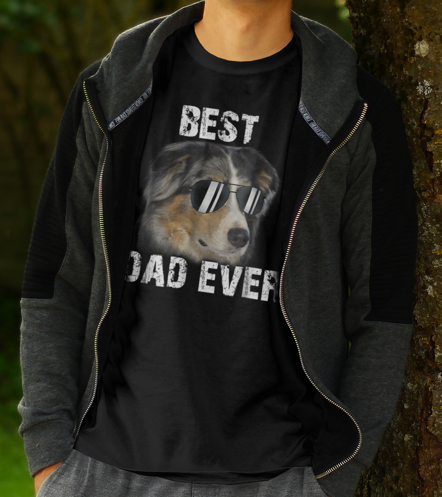 Best Dad Ever Australian Shepherd Dad Independence Day T-Shirt