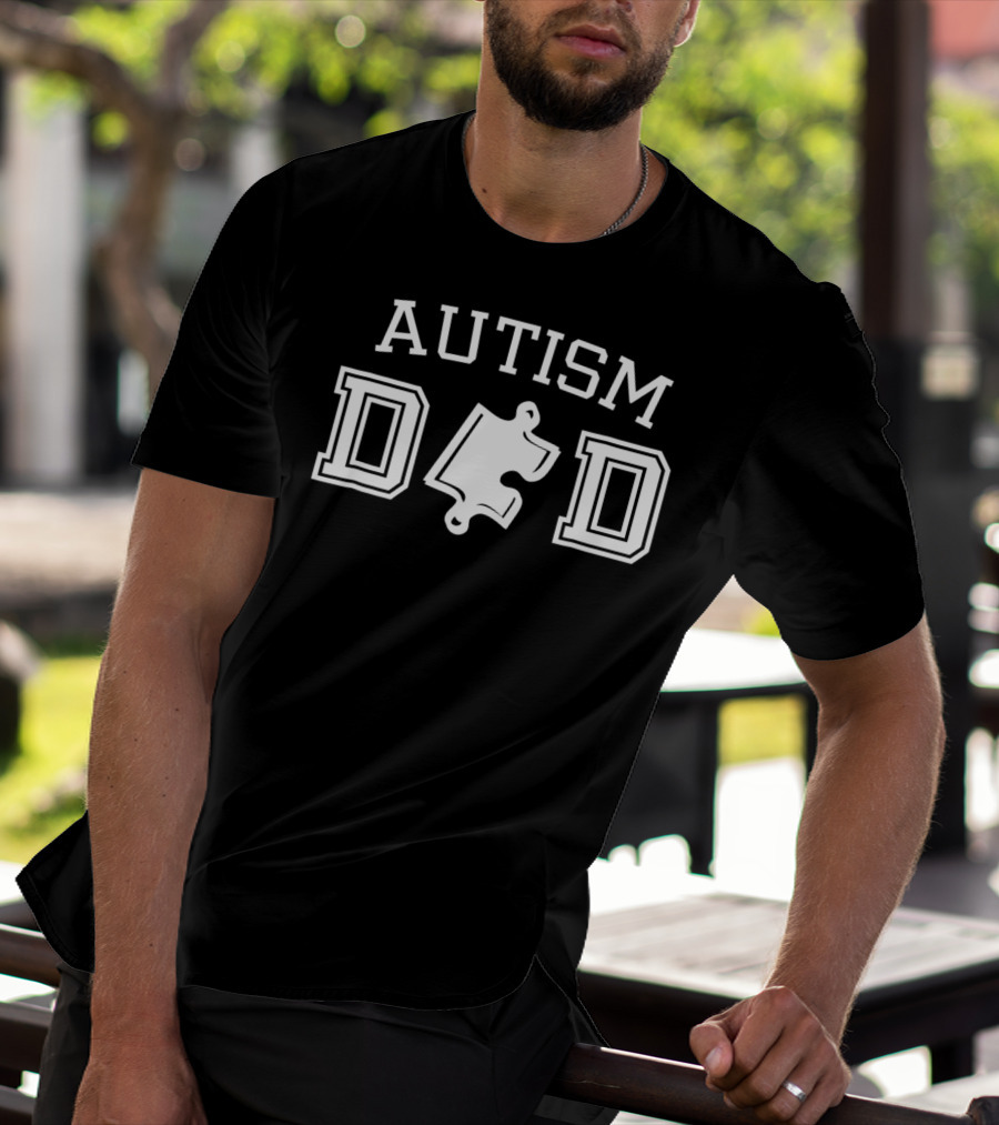 Autism Dad Blue Awareness Puzzle Piece T-Shirt