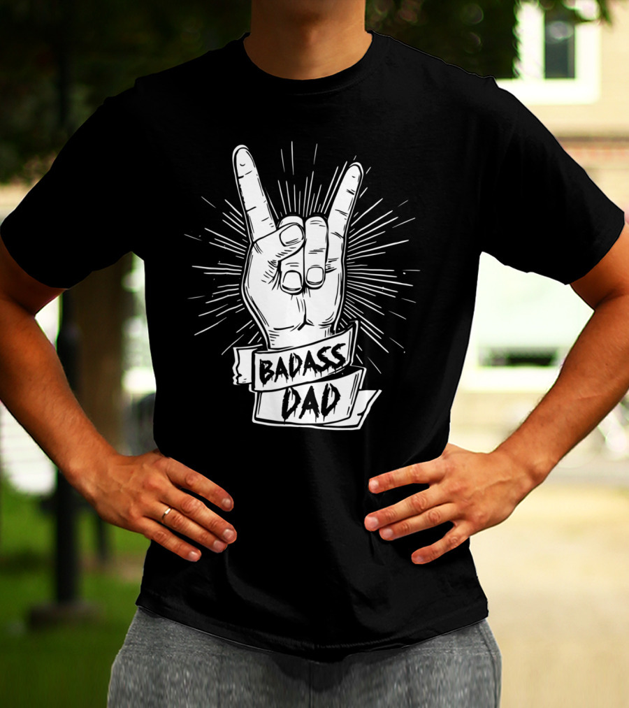 Badass Dad Father And Son Rock Hand Symbol Matching17 T-Shirt