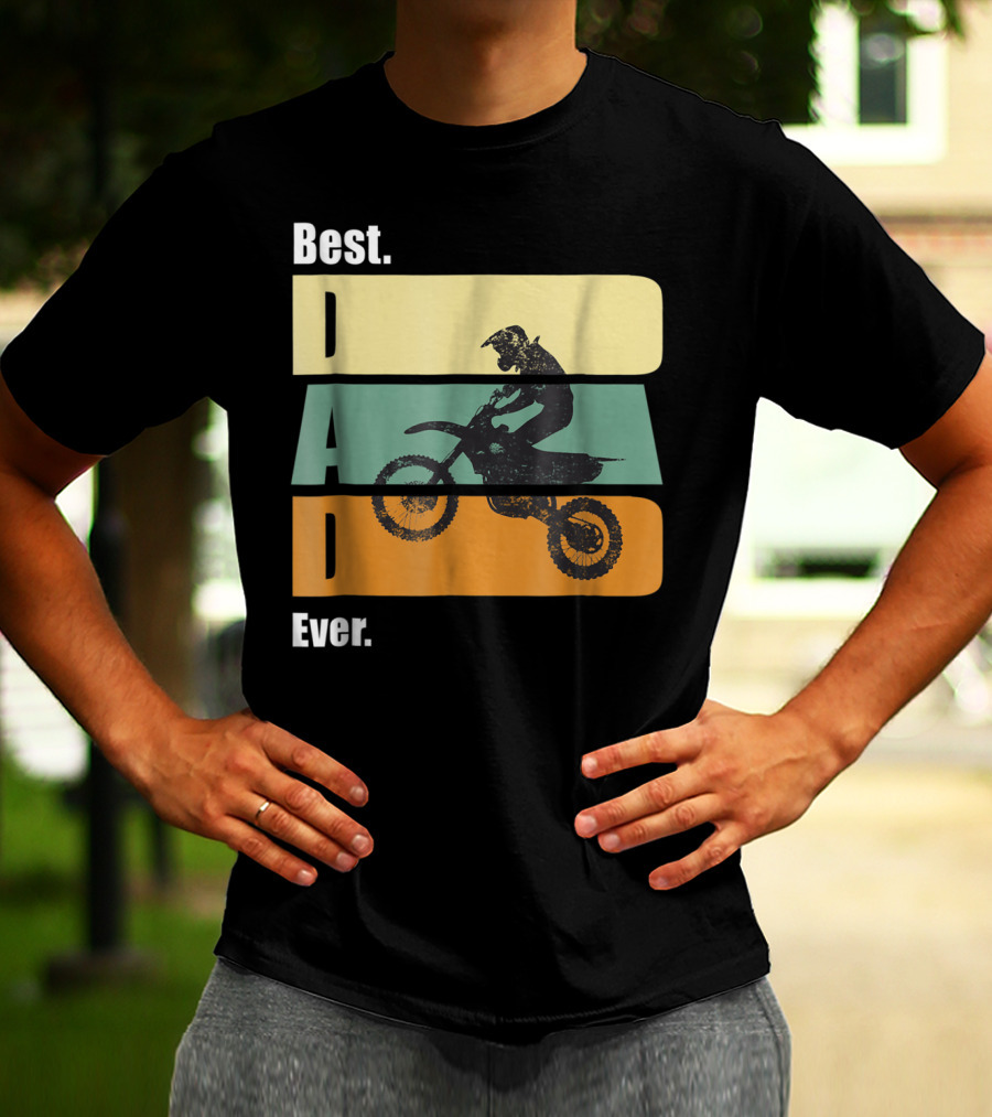 Best Motocross Dad Ever Funny For Fathers Retro Motorcycle Rider T-Shirt