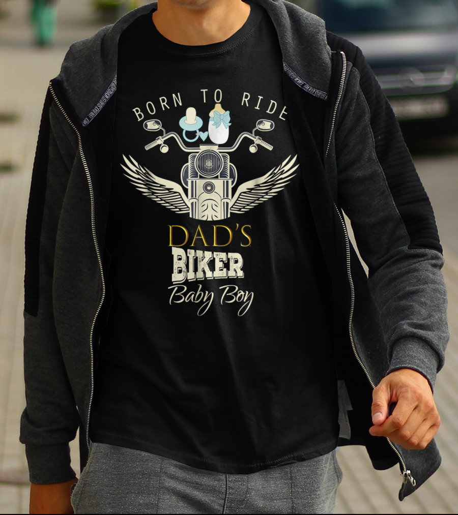 BORN TO RIDE DAD'S BIKER BABY BOY MOTORCYCLE PARTY T-Shirt