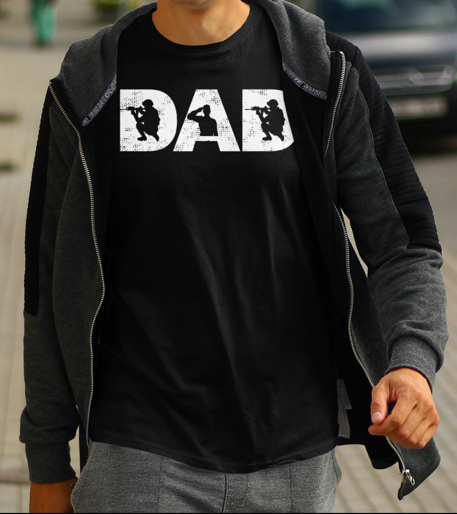 Dad Best Military Papa Silhouette Soldiers T-Shirt
