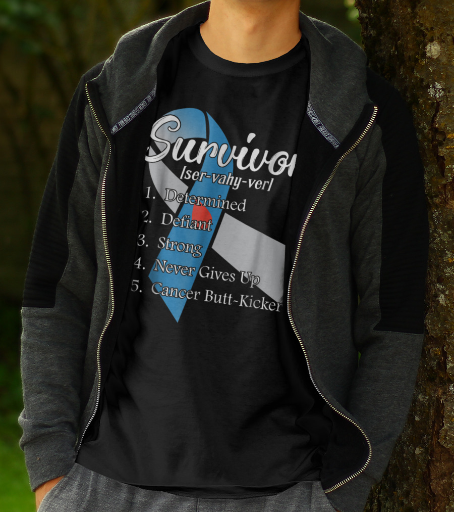 Survivor Determined Defiant Strong Never Gives Up Cancer Butt-Kicker T-Shirt