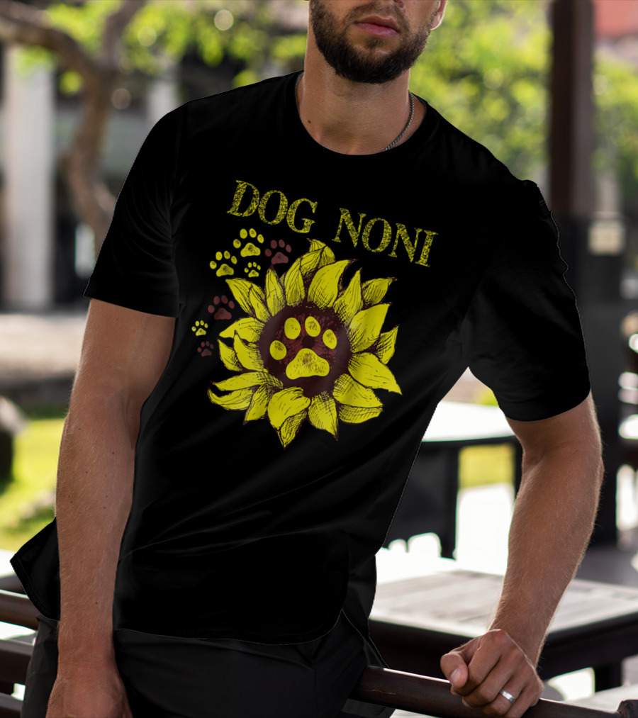Dog Noni Sunflower Paw Prints T-Shirt