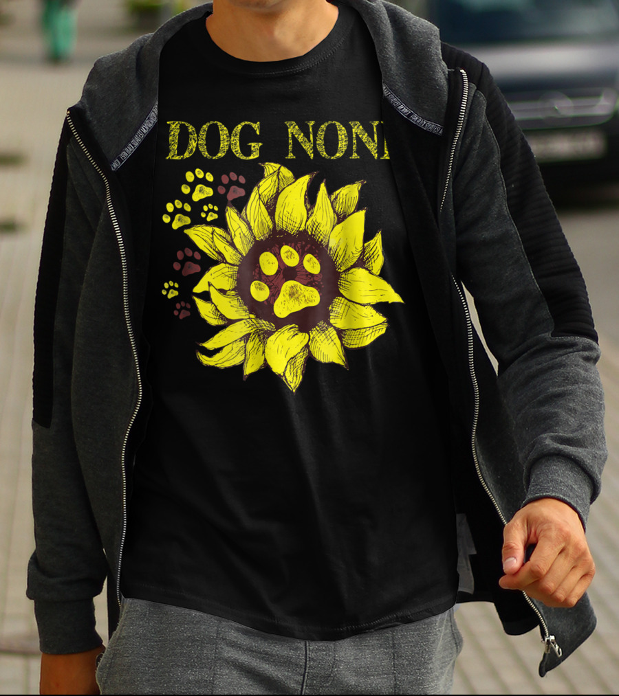 Dog Noni Sunflower Paw Prints T-Shirt