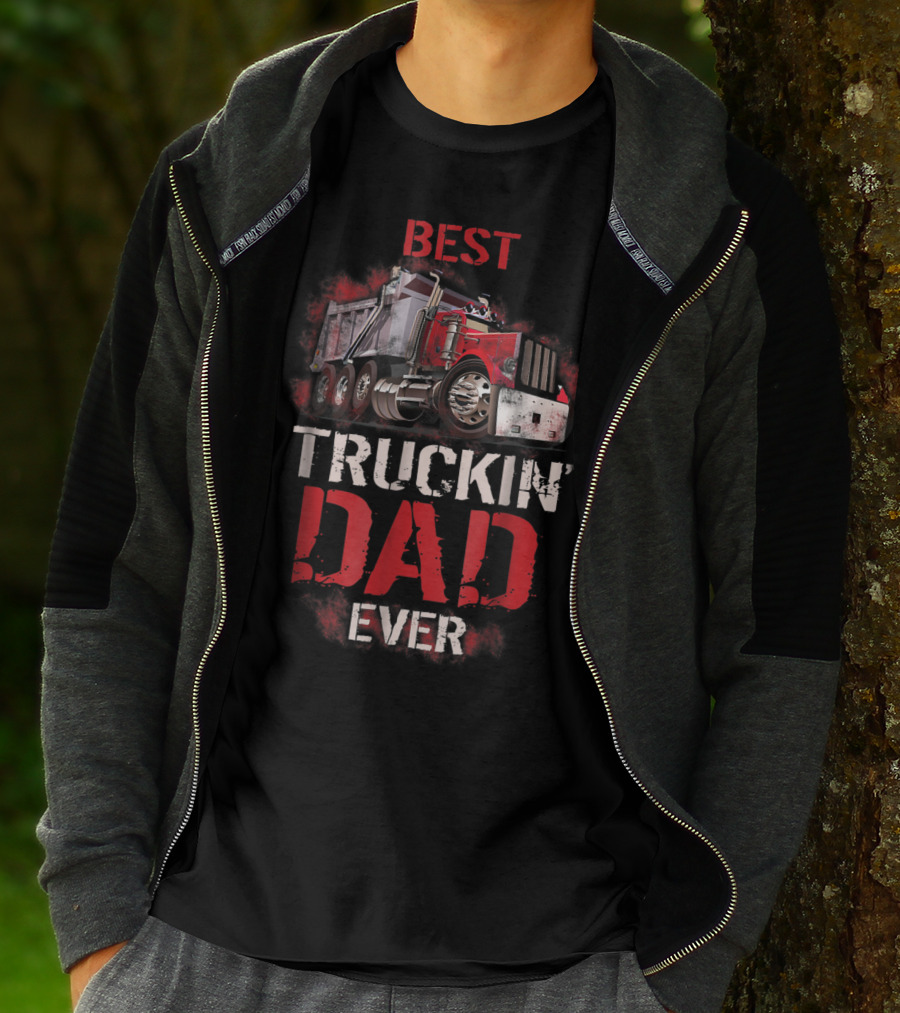 Best Truckin Dad Ever Red Truck T-Shirt