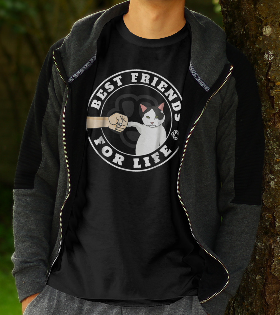 Best Friends For Life Cat Paw Fist Bump Fun T-Shirt