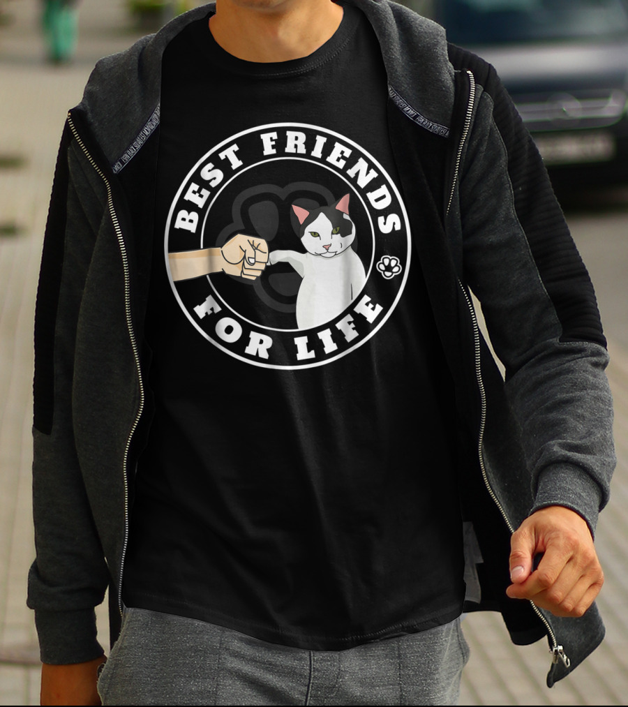 Best Friends For Life Cat Paw Fist Bump Fun T-Shirt
