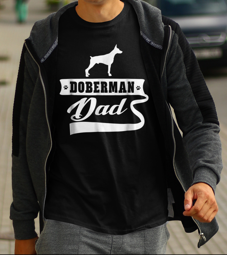 Doberman Dad Dog Mens Animal Paw Prints T-Shirt