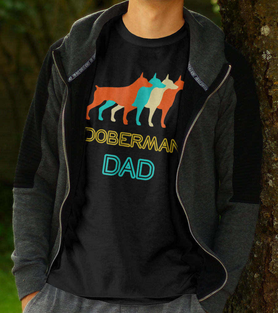 Doberman Dad Retro Colorful Silhouette Trio T-Shirt
