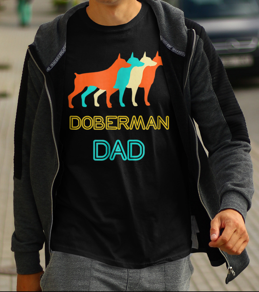 Doberman Dad Retro Colorful Silhouette Trio T-Shirt