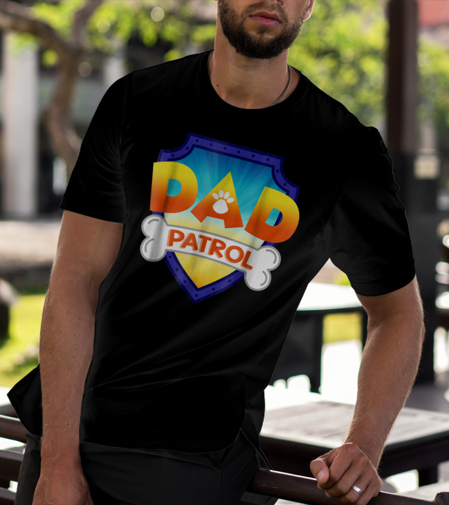 Paw Print Dad Patrol Shield Emblem T-Shirt