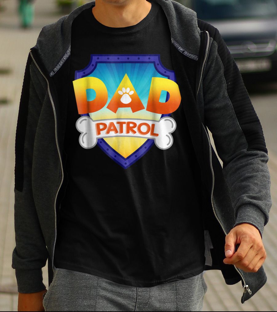 Paw Print Dad Patrol Shield Emblem T-Shirt