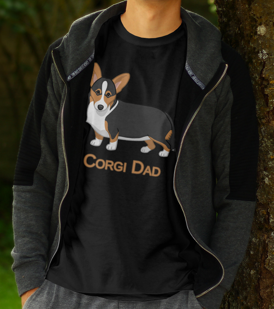 Corgi Dad Cute Black Tan Cardigan Welsh T-Shirt