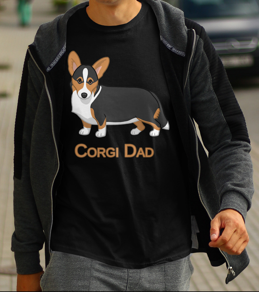 Corgi Dad Cute Black Tan Cardigan Welsh T-Shirt