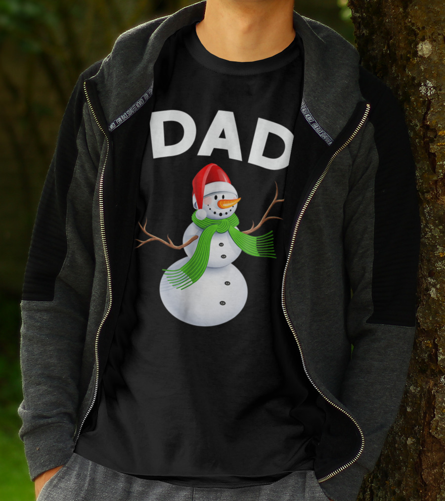 Dad Christmas Snowman Santa Hat Family T-Shirt