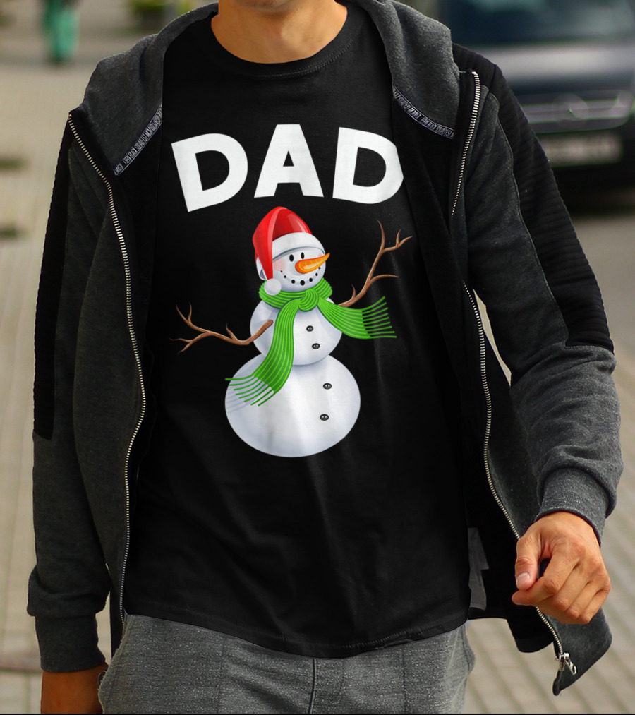 Dad Christmas Snowman Santa Hat Family T-Shirt