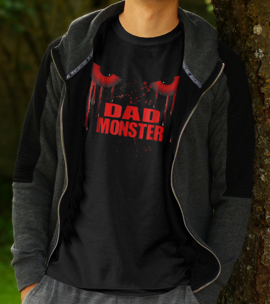Dad Monster Red Eyes Dripping Blood Horror T-Shirt