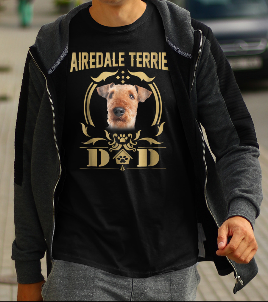 Airedale Terrier Dad Paw House T-Shirt