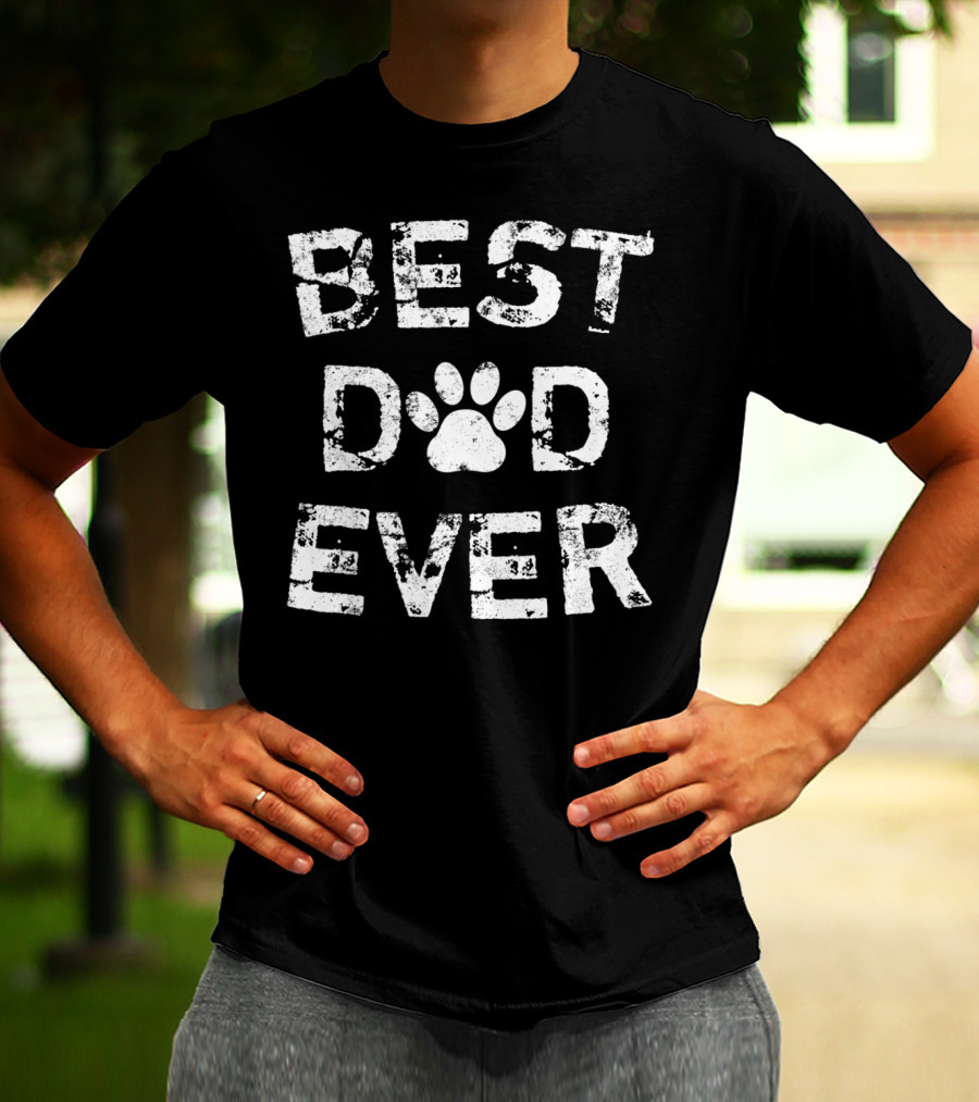 Best Dad Ever Dog Cat Paw Prints T-Shirt