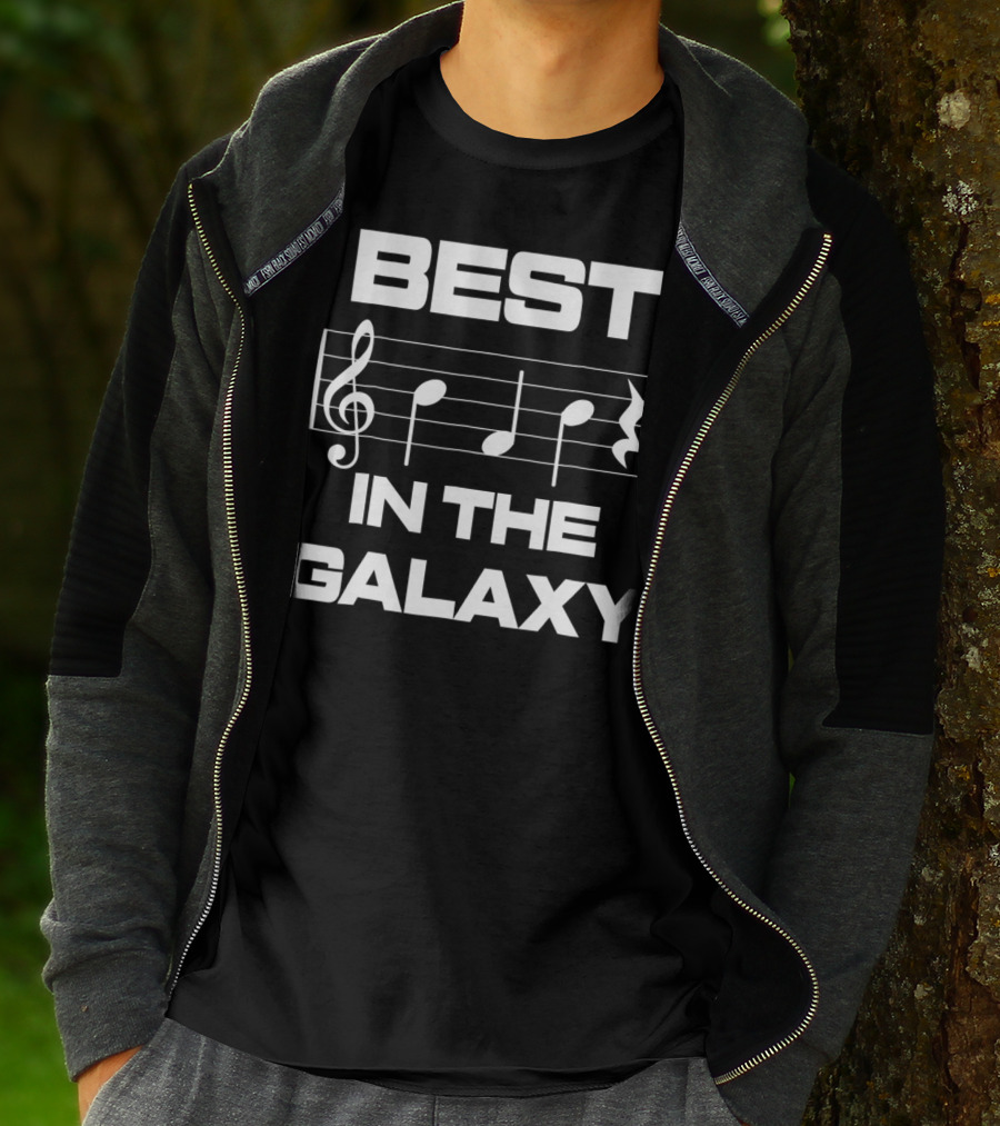 Best Dad In The Galaxy Musician Bass Clef Notes T-Shirt