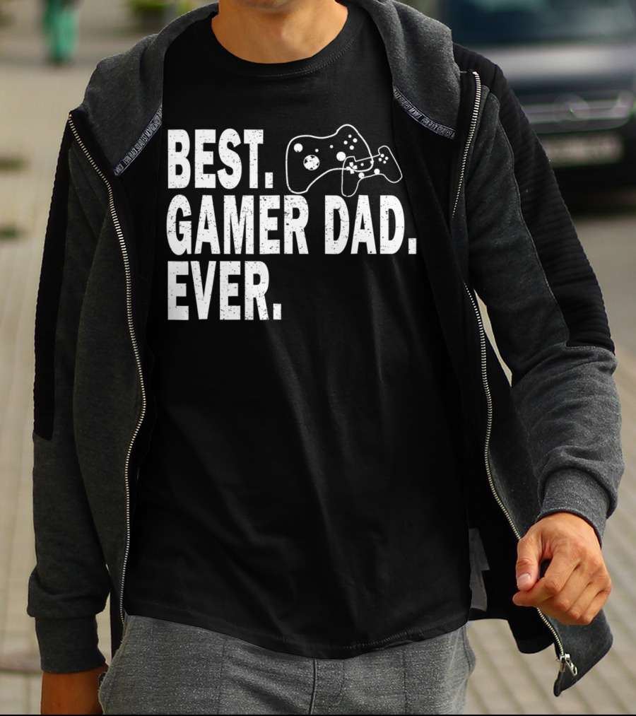 Best Gamer Dad Ever Funny Father Gaming Controller T-Shirt