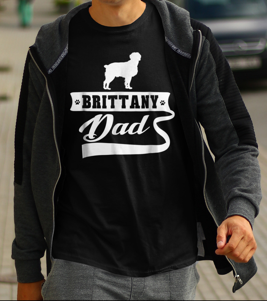 Brittany Dad Dog Lover Mens Canine Animal Owner T-Shirt