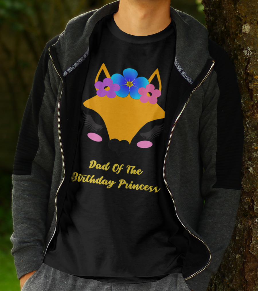 Dad Of The Birthday Princess Cute Fox T-Shirt