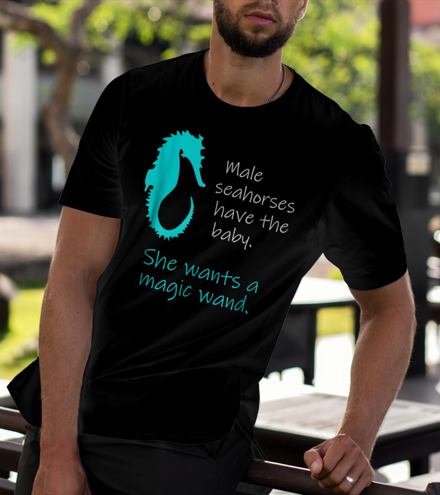 Male Seahorses Have The Baby She Wants A Magic Wand Dad To Be Maternity Tee96 T-Shirt