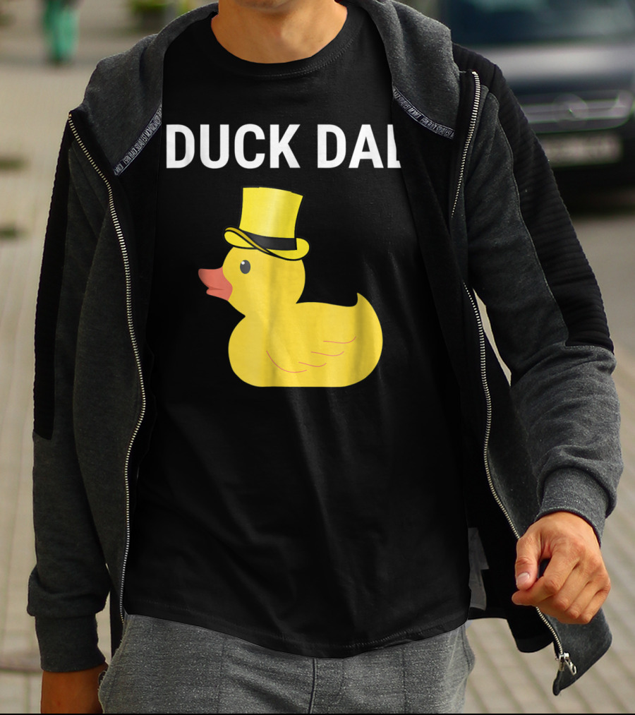 Duck Dad Cute Rubber Duck With Top Hat For Lovers Father T-Shirt