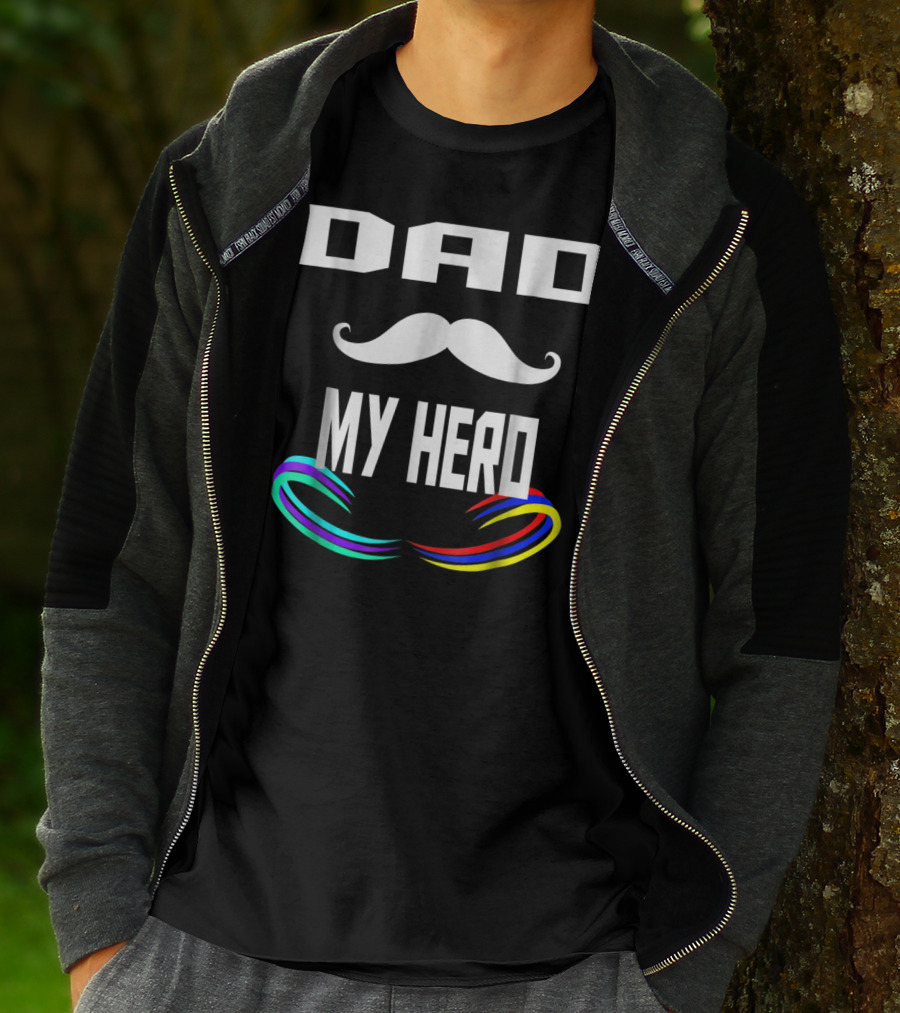 DAD My Hero Mustache Rainbow Birthday 30 T-Shirt
