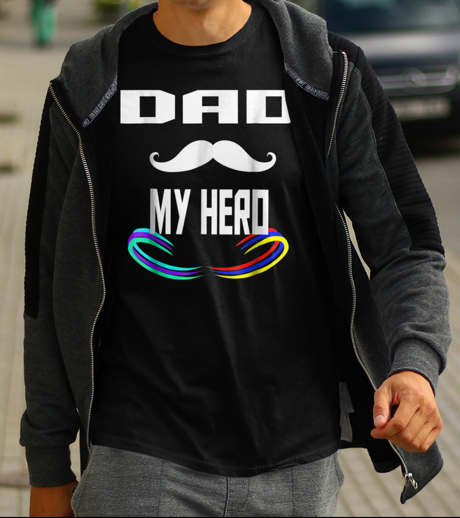 DAD My Hero Mustache Rainbow Birthday 30 T-Shirt